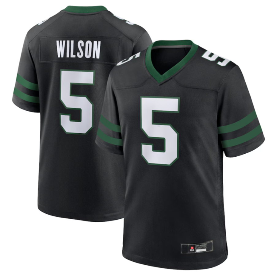 Yuxns NY.Jets #5 Garrett Wilson Legacy Black Game Jersey Stitched American Stitched Jerseys
