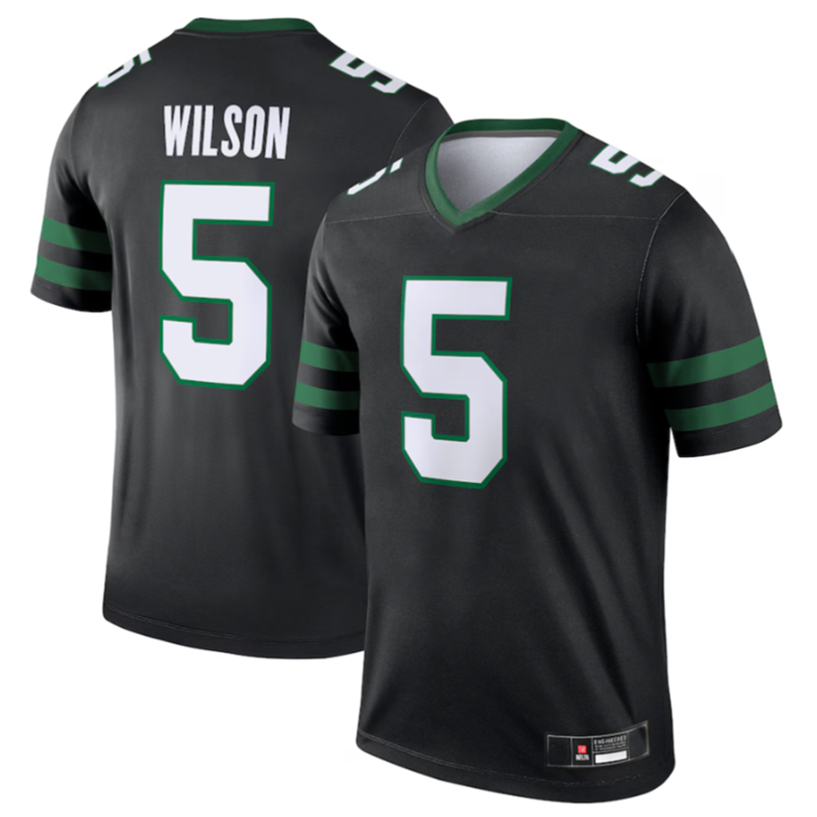 Yuxns NY.Jets #5 Garrett Wilson Legacy Black Legend Jersey Stitched American Stitched Jerseys