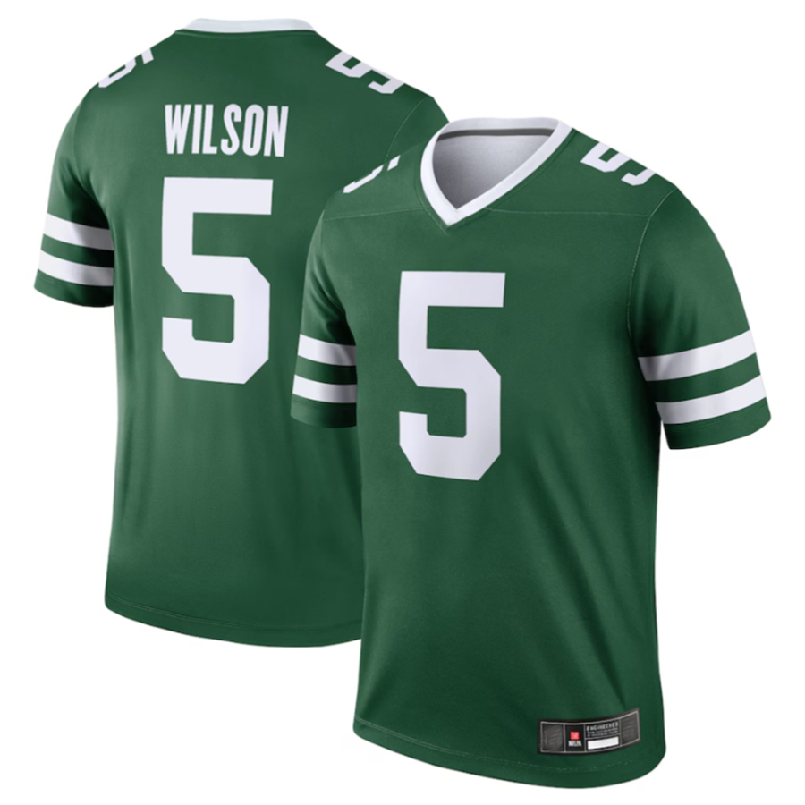 Yuxns NY.Jets #5 Garrett Wilson Legacy Green Legend Jersey Stitched American Stitched Jerseys