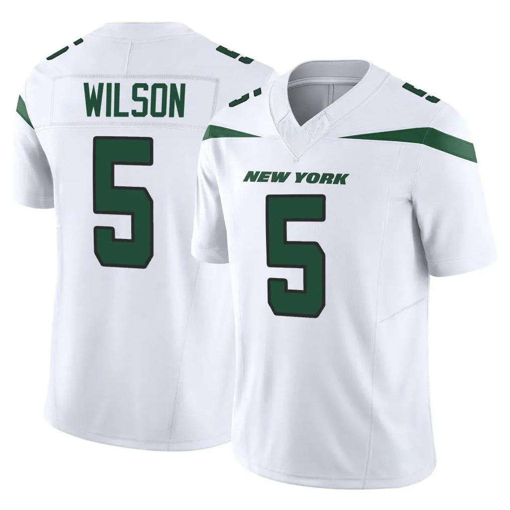 Yuxns NY.Jets #5 Garrett Wilson Player White Limited Vapor F.U.S.E. Home Game Stitched Jerseys