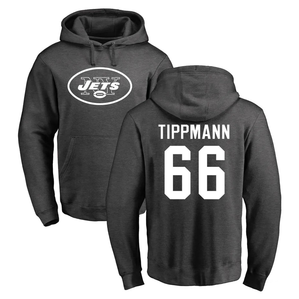 Yuxns NY.Jets #66 Joe Tippmann Player Gray Pullover Hoodies Limited Game Stitched Jerseys
