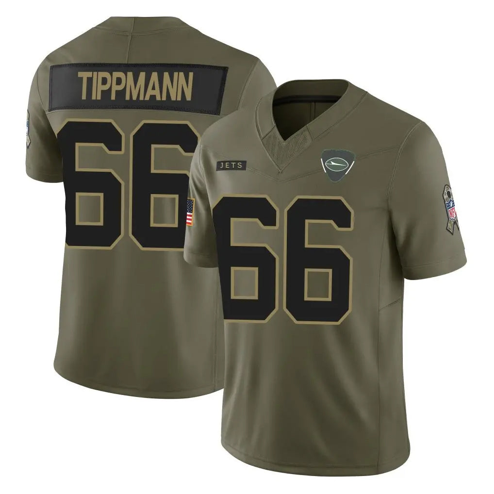 Yuxns NY.Jets #66 Joe Tippmann Player Olive 2025 Salute To Service Limited Stitched Jerseys
