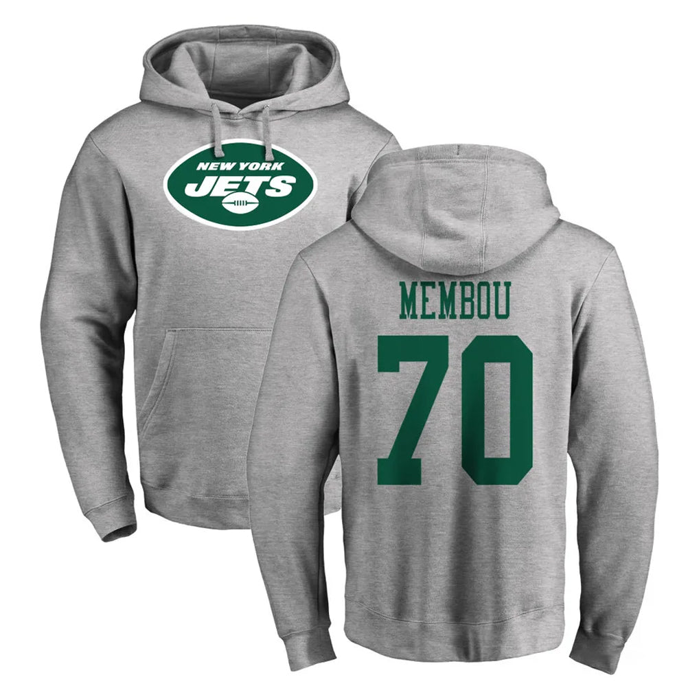Yuxns NY.Jets #70 Armand Membou Player Gray LOGO Pullover Hoodies Limited Game Stitched Jerseys
