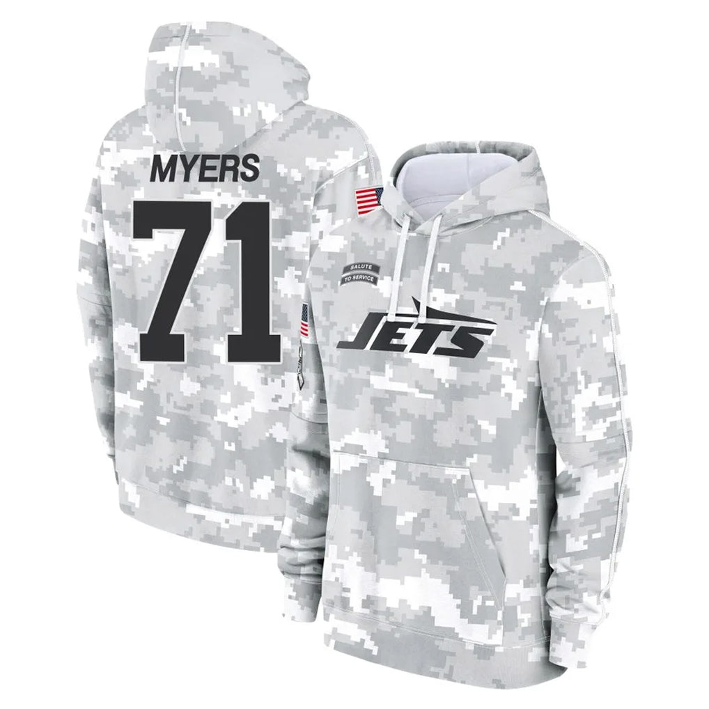Yuxns NY.Jets #71 Josh Myers Player Arctic Camo Salute to Service Pullover Hoodies Limited Game Stitched Jerseys