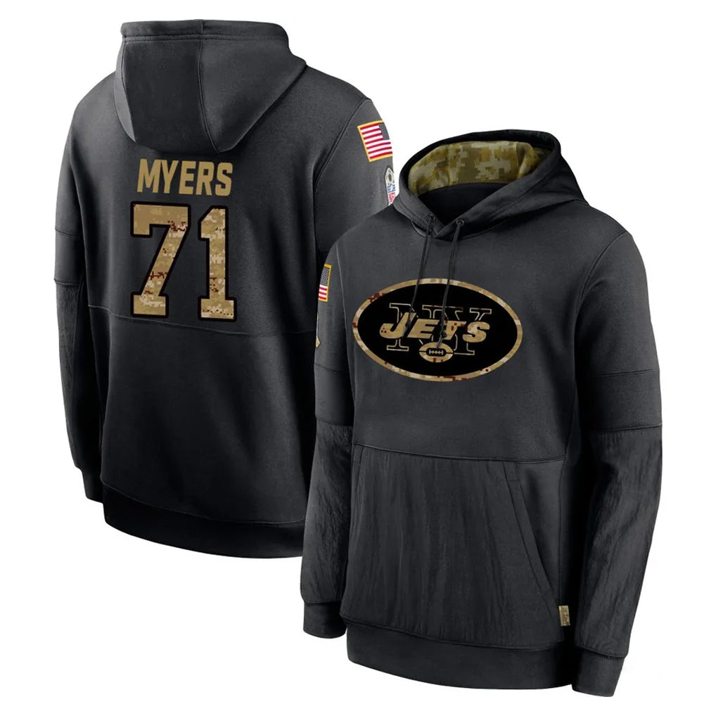 Yuxns NY.Jets #71 Josh Myers Player Black Salute to Service Hoodies Limited Game Stitched Jerseys