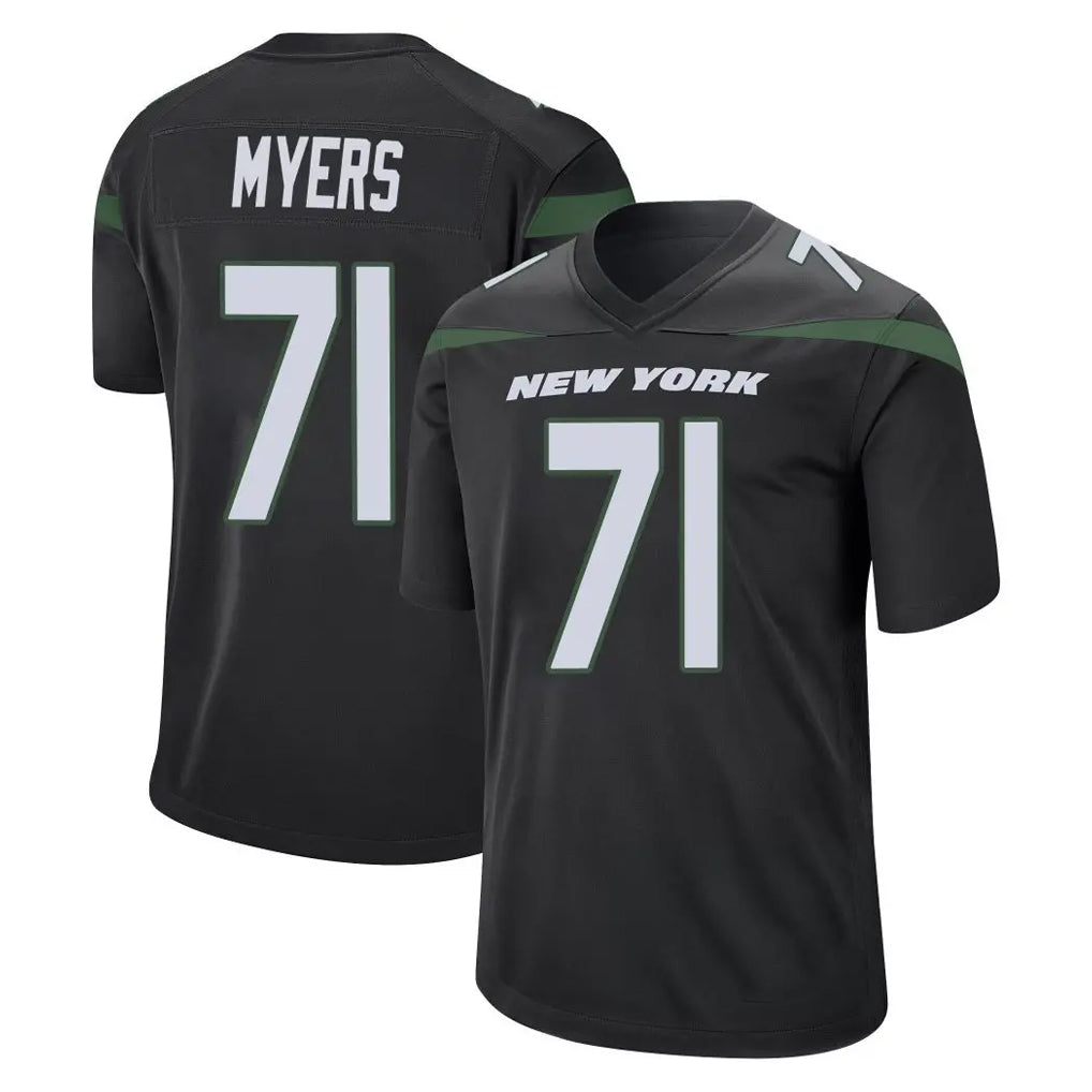 Yuxns NY.Jets #71 Josh Myers Player Stealth Black Home Game Stitched Jerseys