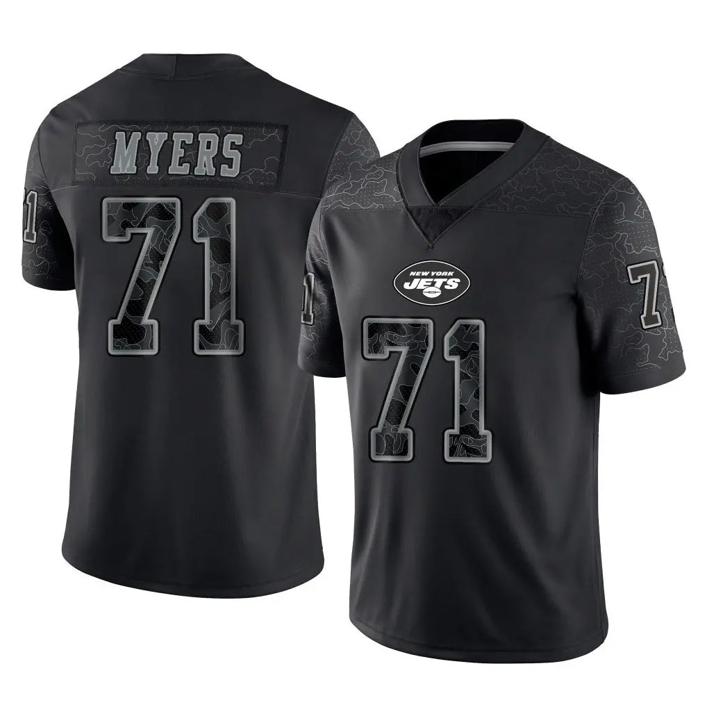 Yuxns NY.Jets #71 Josh Myers Player Stealth Black Limited Reflective Home Game Stitched Jerseys