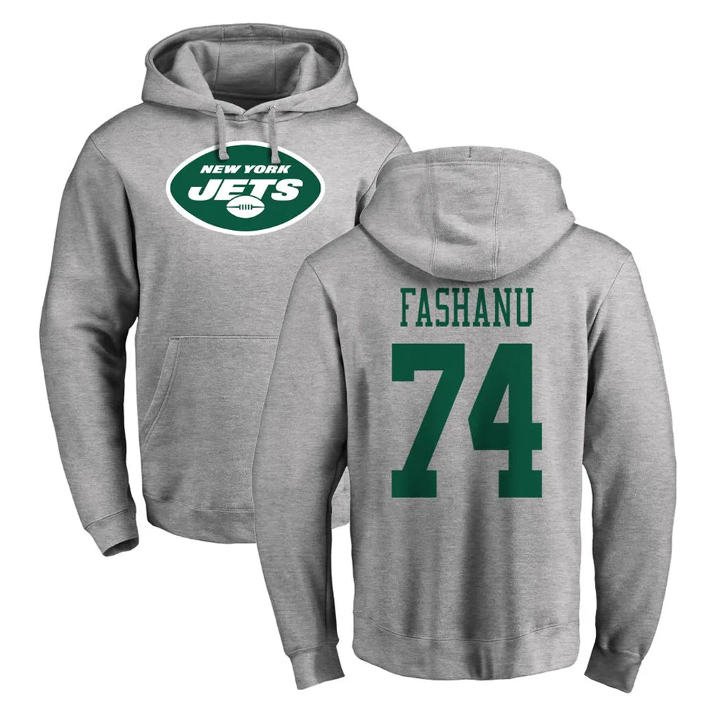 Yuxns NY.Jets #74 Olu Fashanu Player Gray LOGO Pullover Hoodies Limited Game Stitched Jerseys