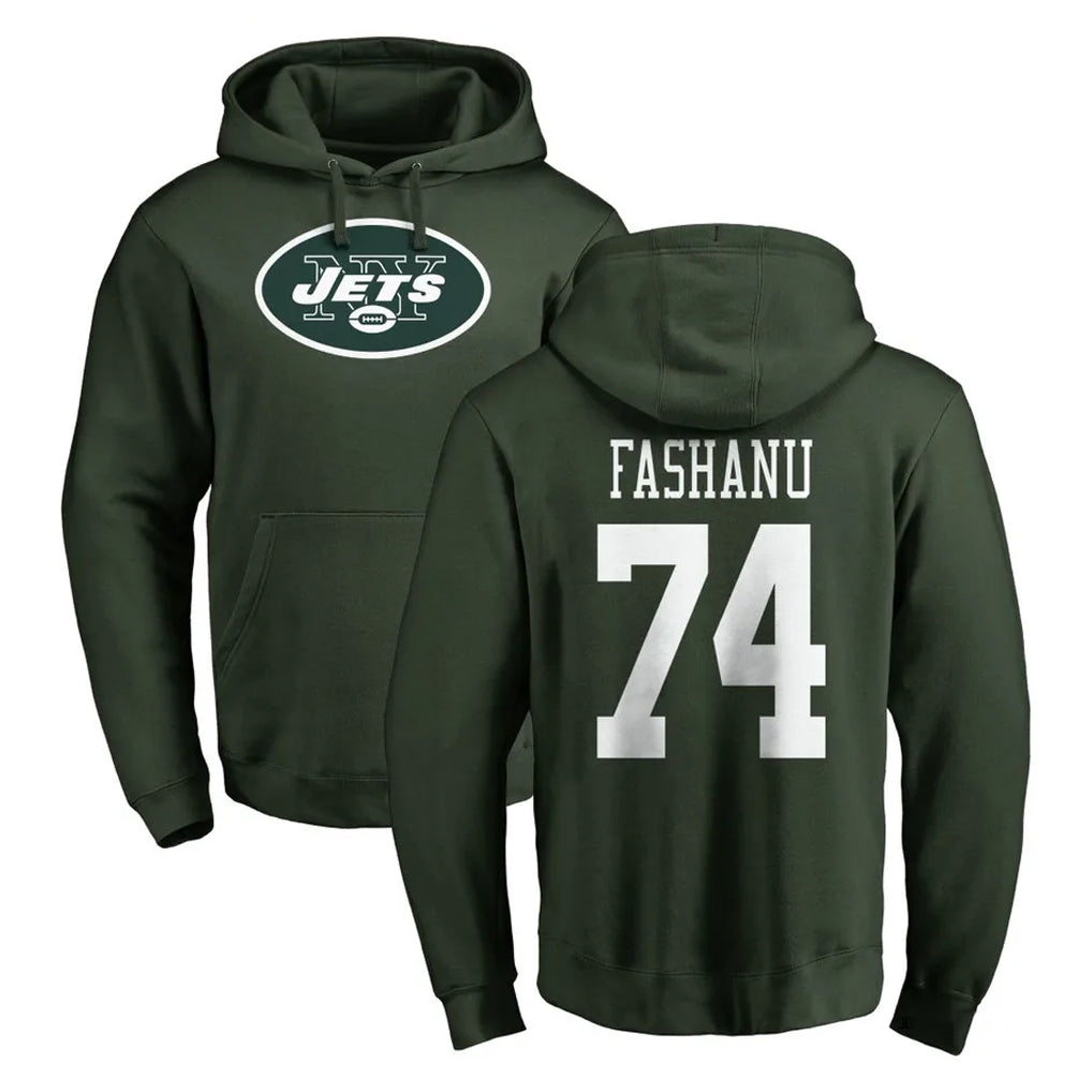 Yuxns NY.Jets #74 Olu Fashanu Player Green LOGO Pullover Hoodies Limited Game Stitched Jerseys