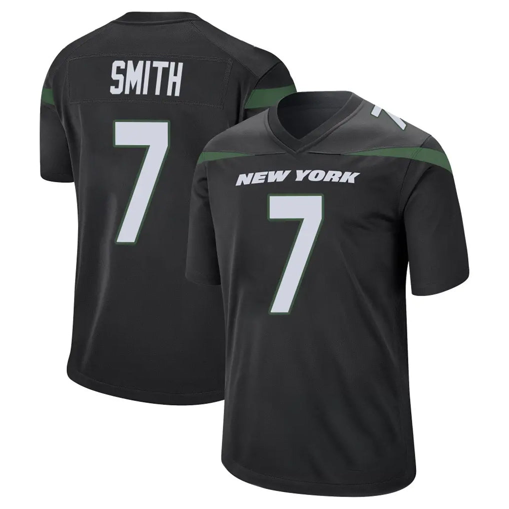 Yuxns NY.Jets #7 Geno Smith Player Stealth Black Home Game Stitched Jerseys