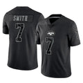Yuxns NY.Jets #7 Geno Smith Player Stealth Black Limited Reflective Home Game Stitched Jerseys