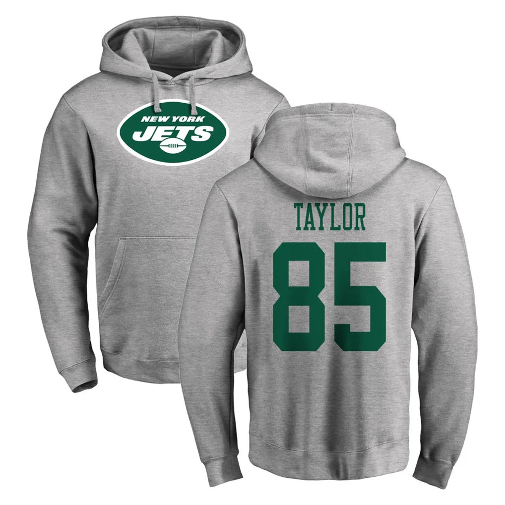 Yuxns NY.Jets #85 Mason Taylor Player Gray LOGO Pullover Hoodies Limited Game Stitched Jerseys