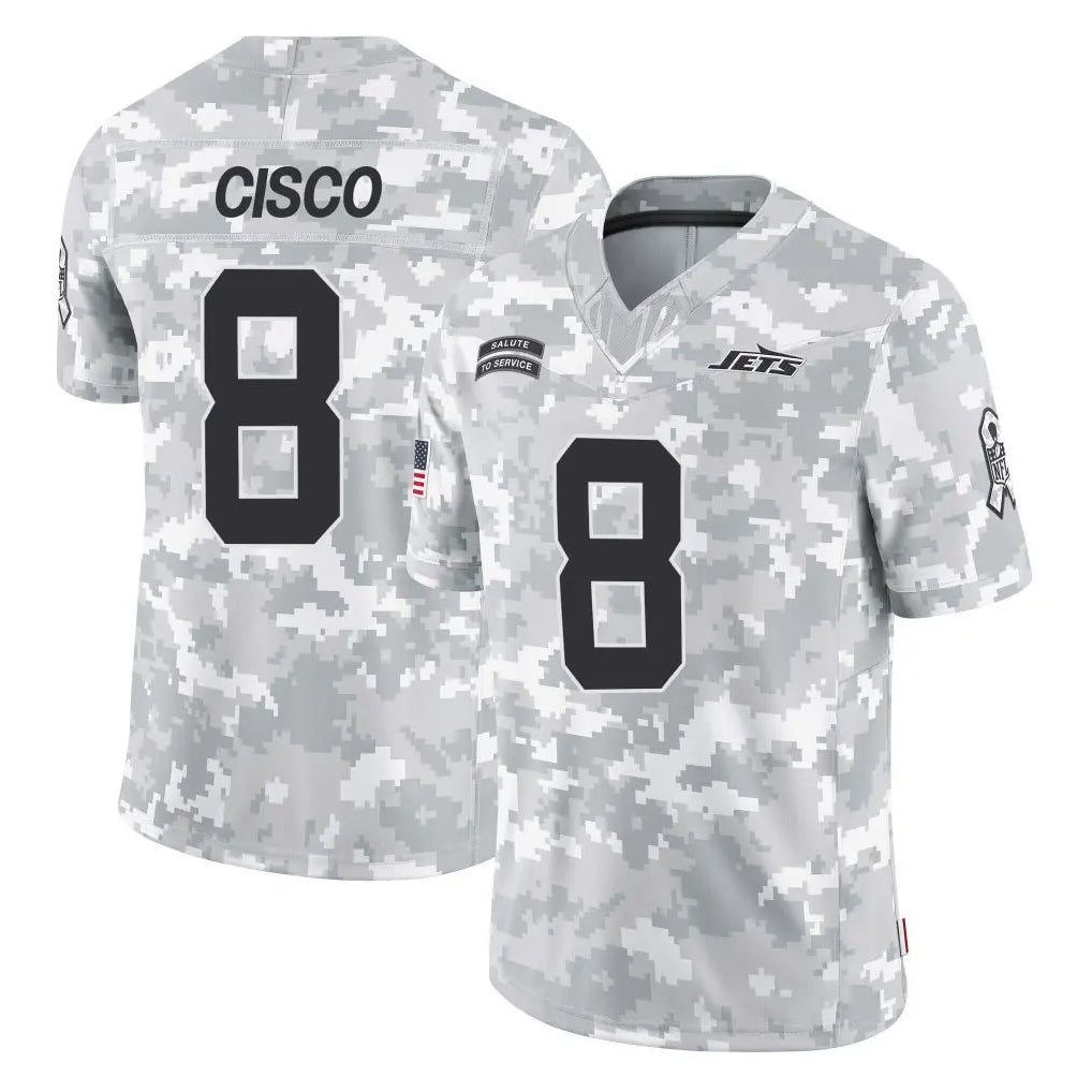 Yuxns NY.Jets #8 Andre Cisco Player Arctic Camo Salute to Service Limited Game Stitched Jerseys