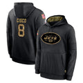 Yuxns NY.Jets #8 Andre Cisco Player Black Salute to Service Hoodies Limited Game Stitched Jerseys