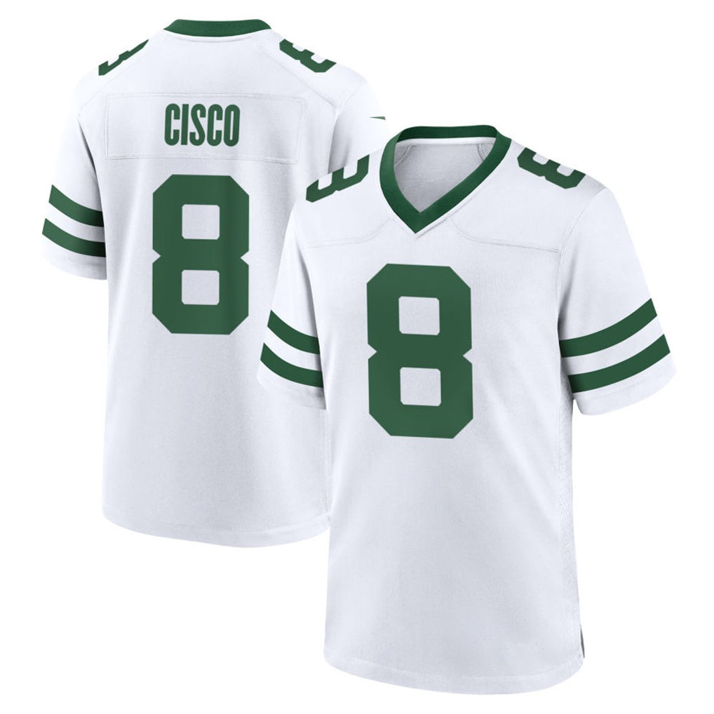 Yuxns NY.Jets #8 Andre Cisco Player White Legacy Home Game Stitched Jerseys