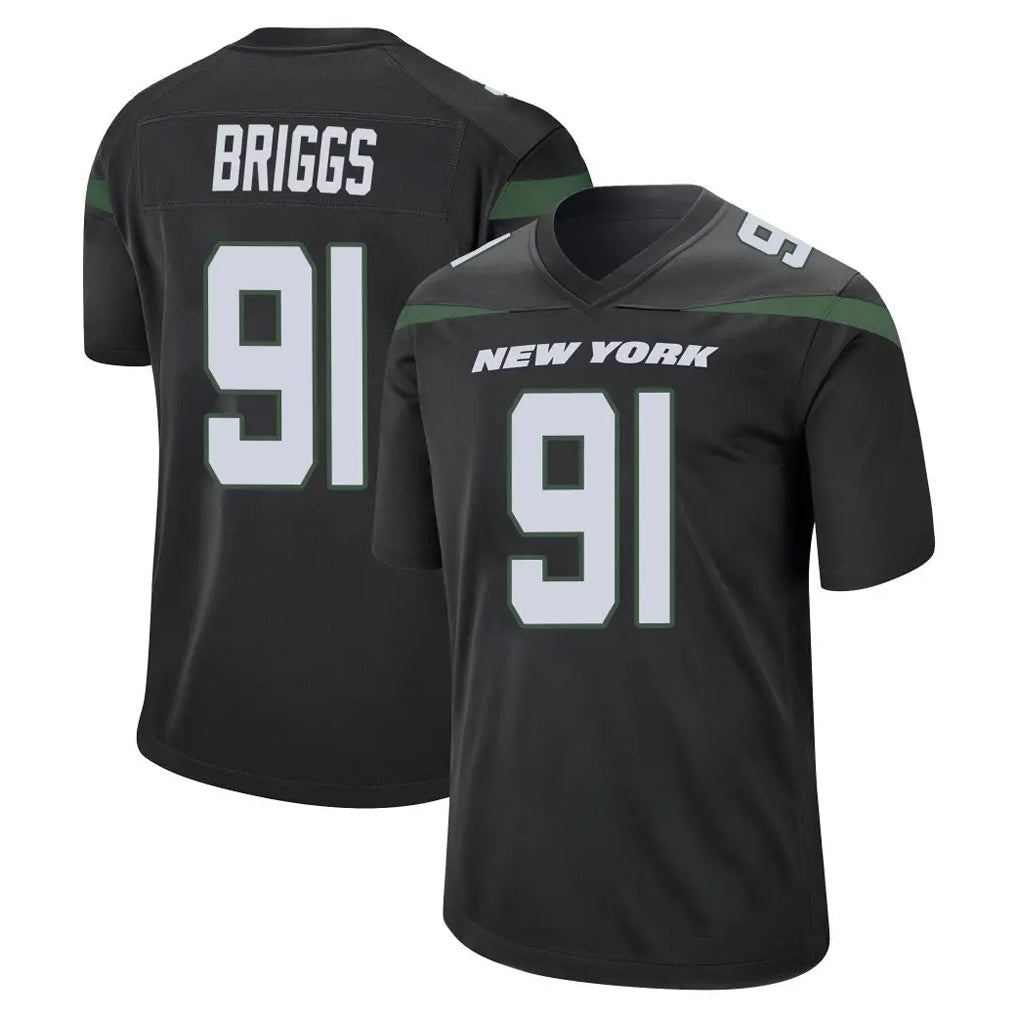 Yuxns NY.Jets #91 Jowon Briggs Player Stealth Black Home Game Stitched Jerseys