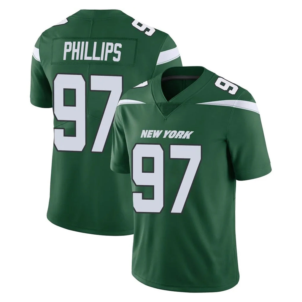Yuxns NY.Jets #97 Harrison Phillips Player Green Limited Vapor Home Game Stitched Jerseys
