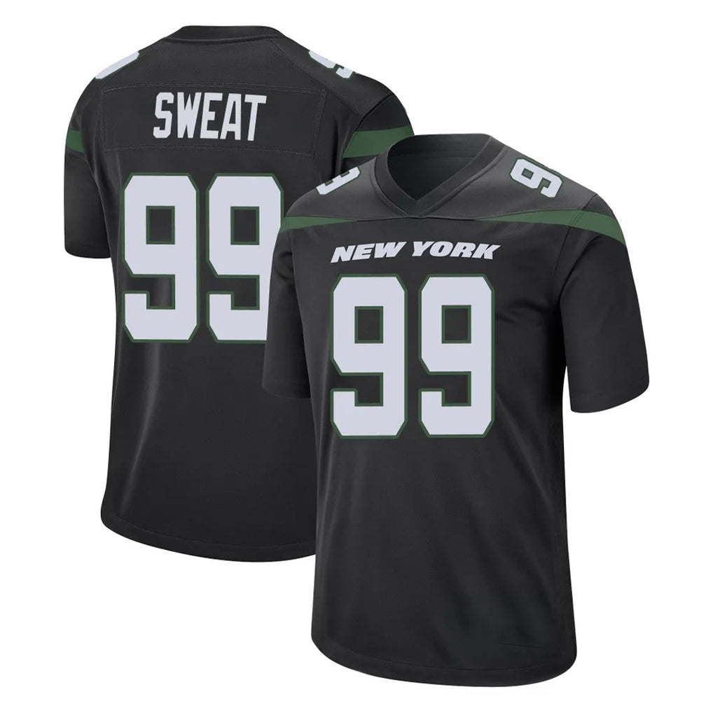 Yuxns NY.Jets #99 T'Vondre Sweat Player Stealth Black Home Game Stitched Jerseys
