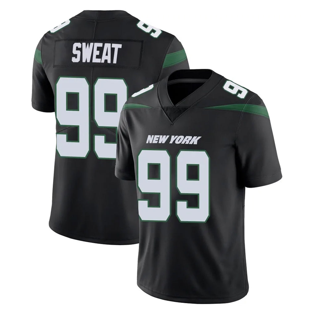 Yuxns NY.Jets #99 T'Vondre Sweat Player Stealth Black Limited Vapor Home Game Stitched Jerseys