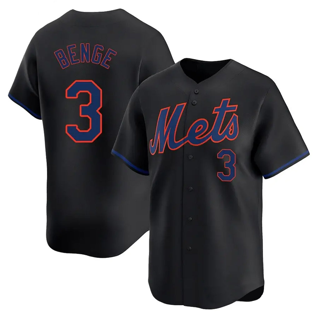 Yuxns NY.Mets #3 Carson Benge Player Black Alternate Home Limited Stitched Jerseys