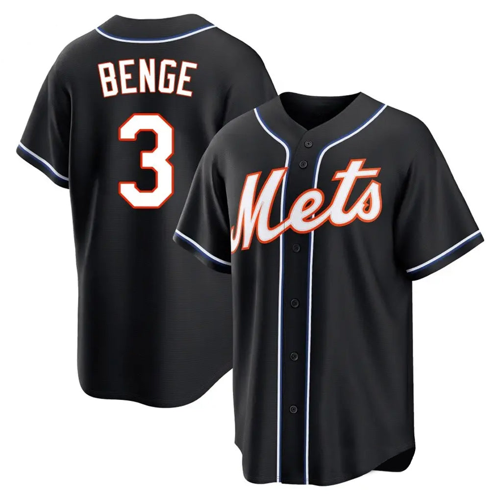Yuxns NY.Mets #3 Carson Benge Player Black Fashion Out Game Stitched Jerseys