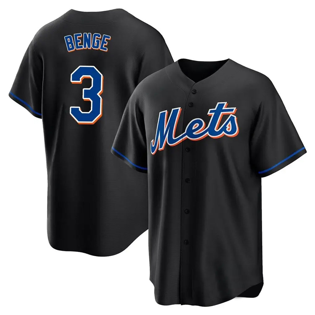 Yuxns NY.Mets #3 Carson Benge Player Black Replica Home Game Stitched Jerseys