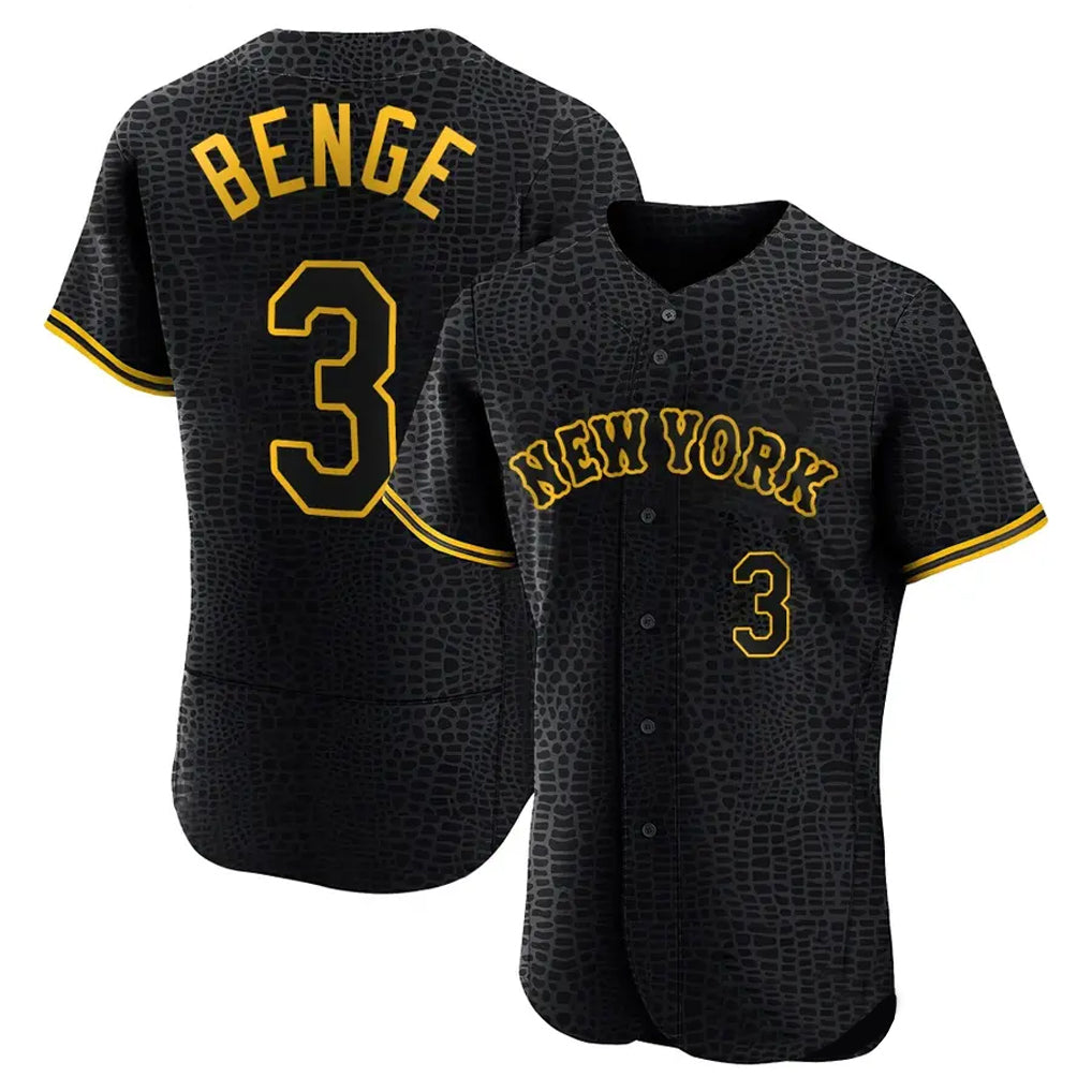 Yuxns NY.Mets #3 Carson Benge Player Black Snake Skin City Home Limited Elite Stitched Jerseys