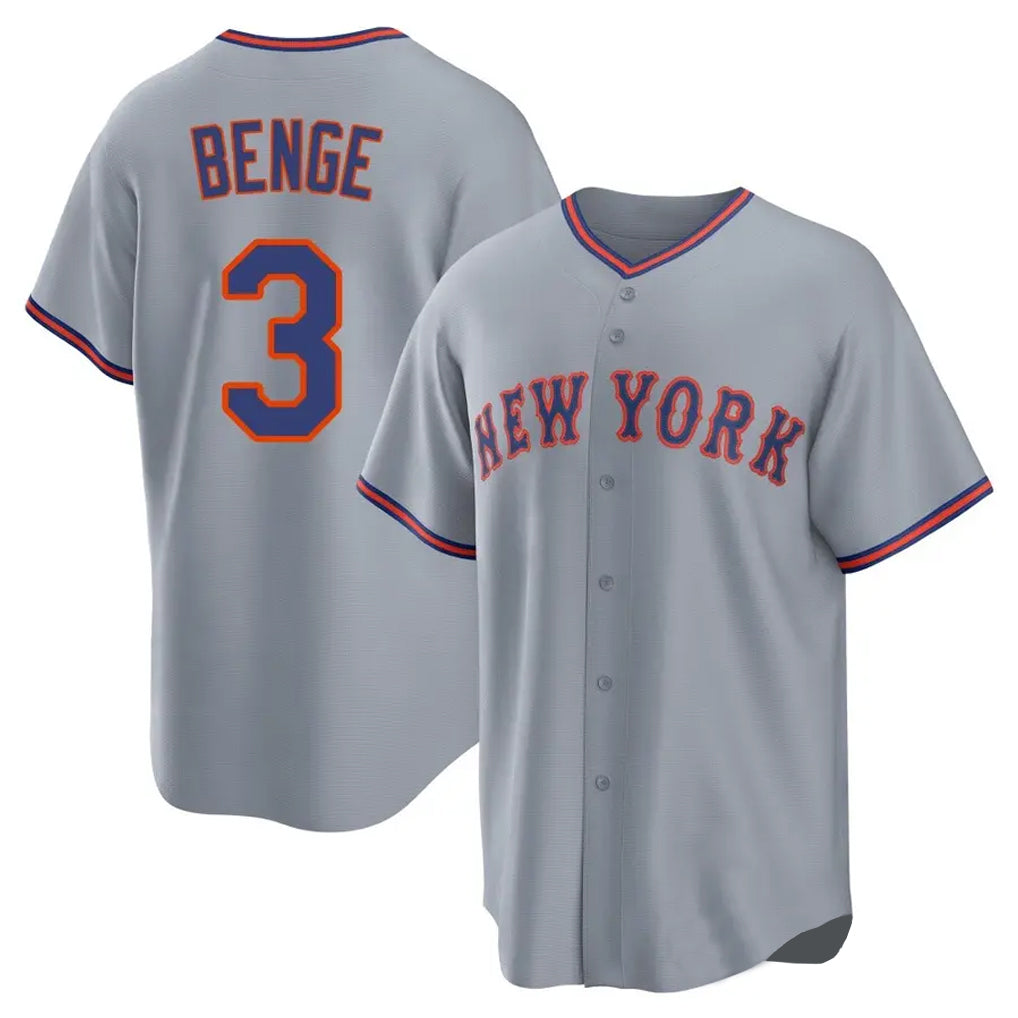 Yuxns NY.Mets #3 Carson Benge Player Gray Road Home Game Stitched Jerseys