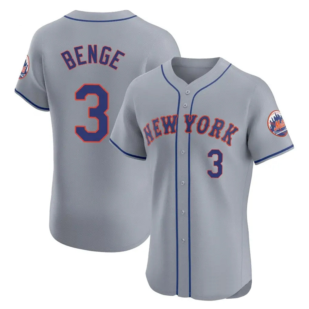 Yuxns NY.Mets #3 Carson Benge Player Gray Road Limited Elite Home Stitched Jerseys