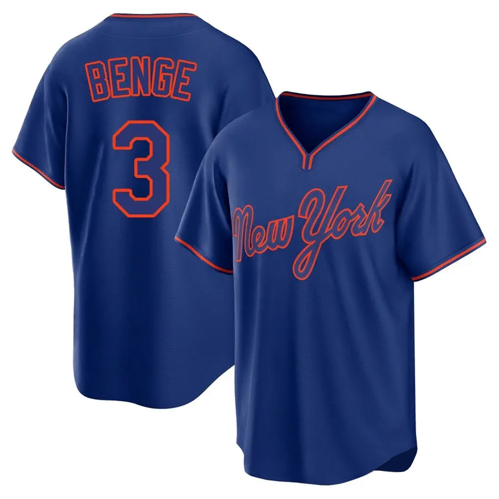 Yuxns NY.Mets #3 Carson Benge Player Royal T-shirt Home Game Stitched Jerseys