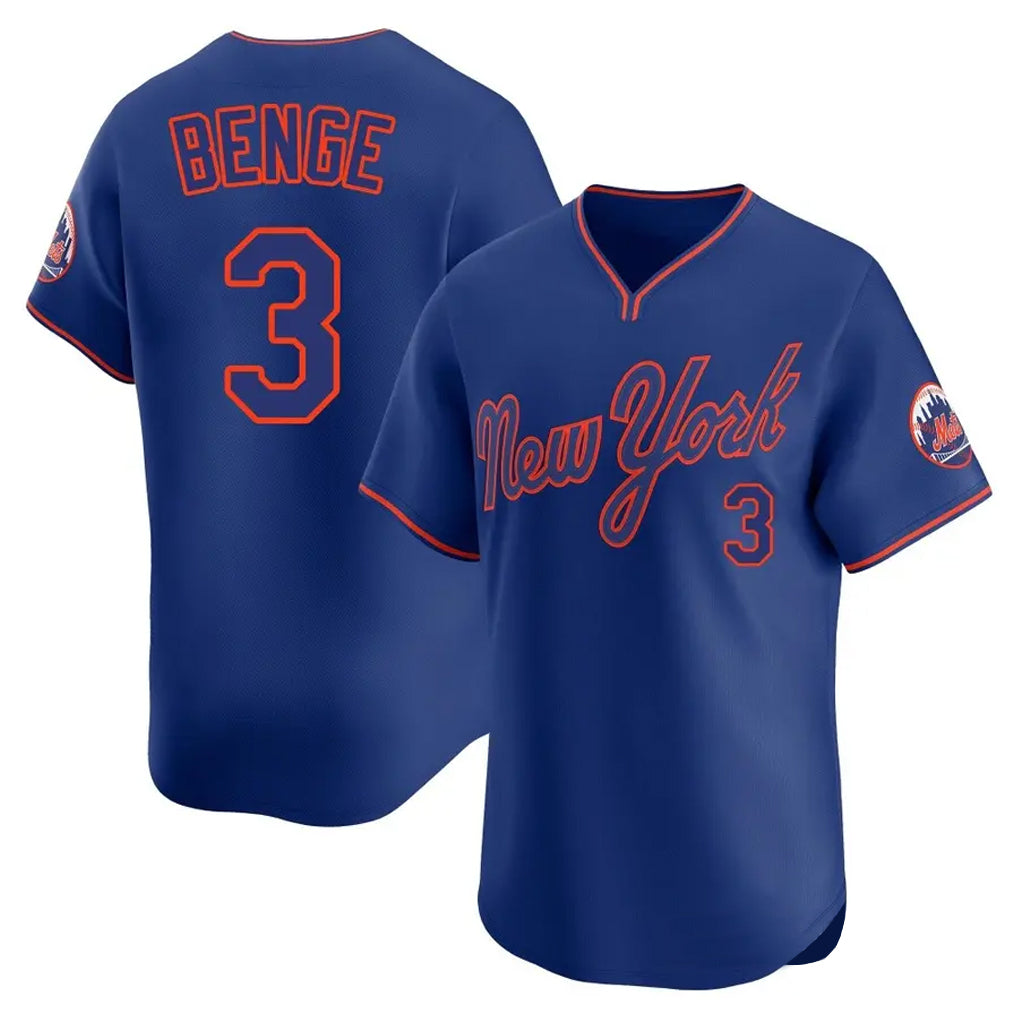 Yuxns NY.Mets #3 Carson Benge Player Royal T-shirt Home Limited Elite Stitched Jerseys