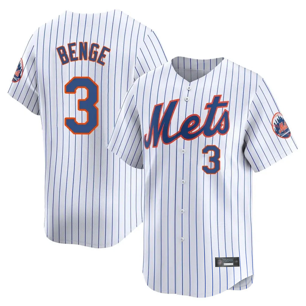 Yuxns NY.Mets #3 Carson Benge Player White Home Replica Stitched Jerseys