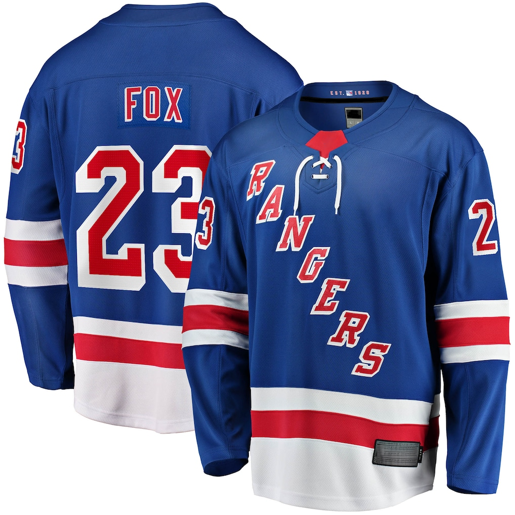 Yuxns NY.Rangers #23 Adam Fox Blue Home Breakaway Replica Jerseys