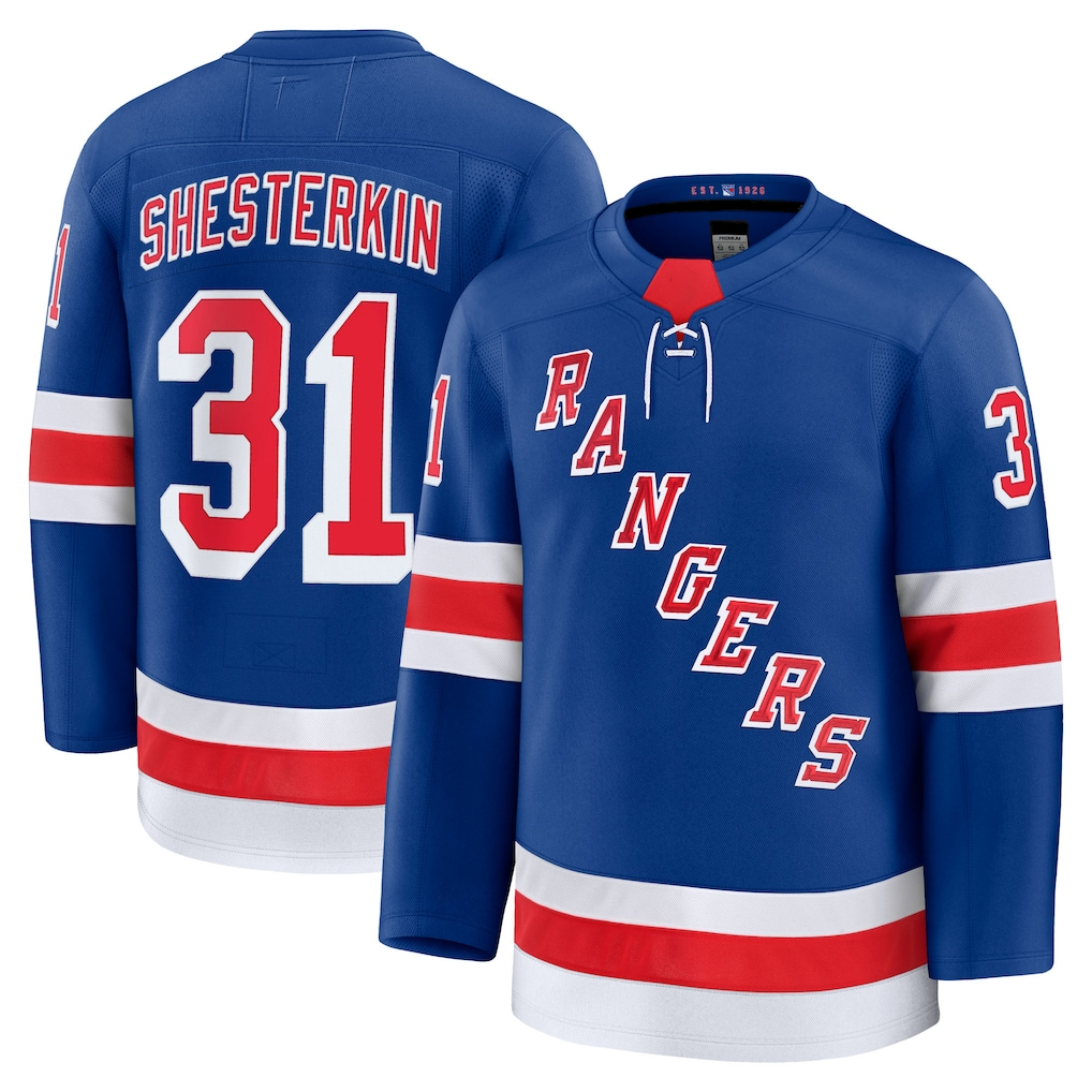 Yuxns NY.Rangers #31 Igor Shesterkin Blue Home Premium Jerseys