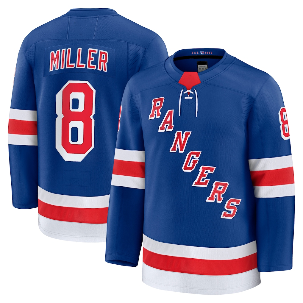 Yuxns NY.Rangers #8 J.T. Miller Blue Home Premium Jerseys