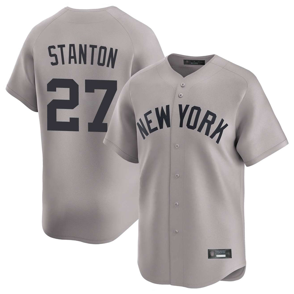 Yuxns NY.Yankees #27 Giancarlo Stanton Player Gray Limited Home Stitched Jerseys