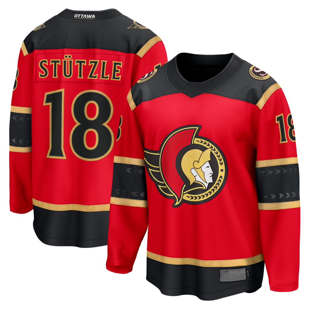 Yuxns O.Senators #18 Tim Stutzle Red Alternate Breakaway Jerseys