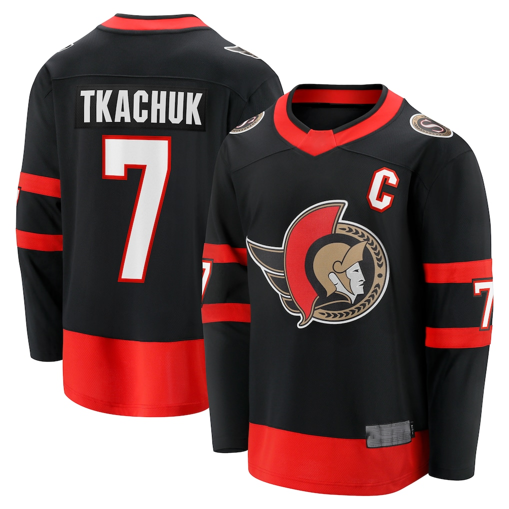 Yuxns O.Senators #7 Brady Tkachuk Black Home Breakaway Jerseys