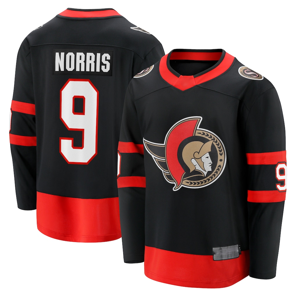 Yuxns O.Senators #9 Josh Norris Black Home Breakaway Jerseys