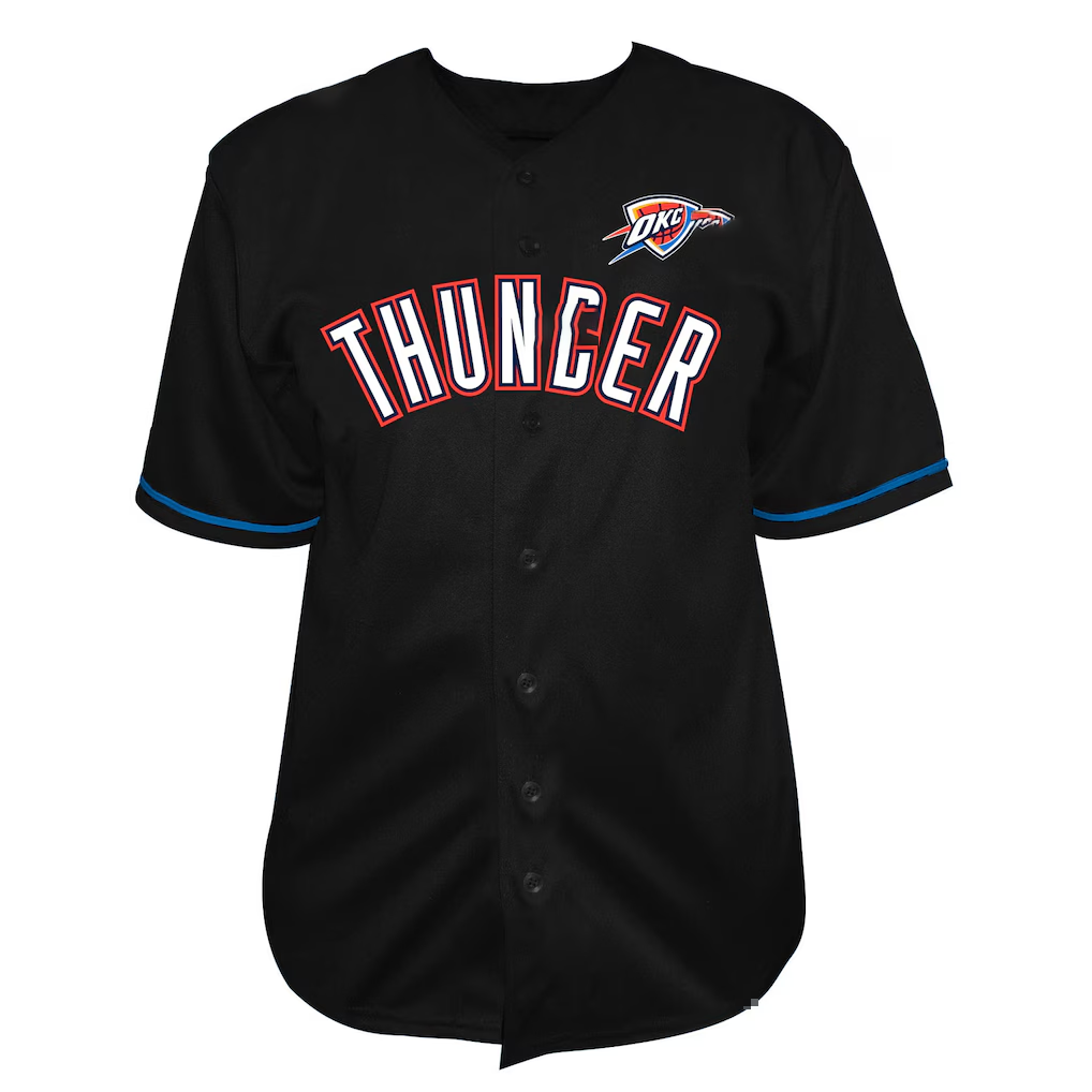 Yuxns OC.Thunder Black Big & Tall Pop Full-Button Stitched Jerseys