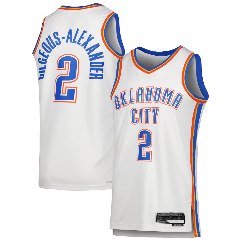 Yuxns OC.Thunder #2 Shai Gilgeous-Alexander White Swingman Stitched Jerseys - Association Edition