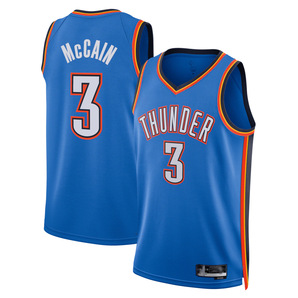 Yuxns OC.Thunder #3 Jared McCain Blue Swingman Stitched Jerseys- Icon Edition