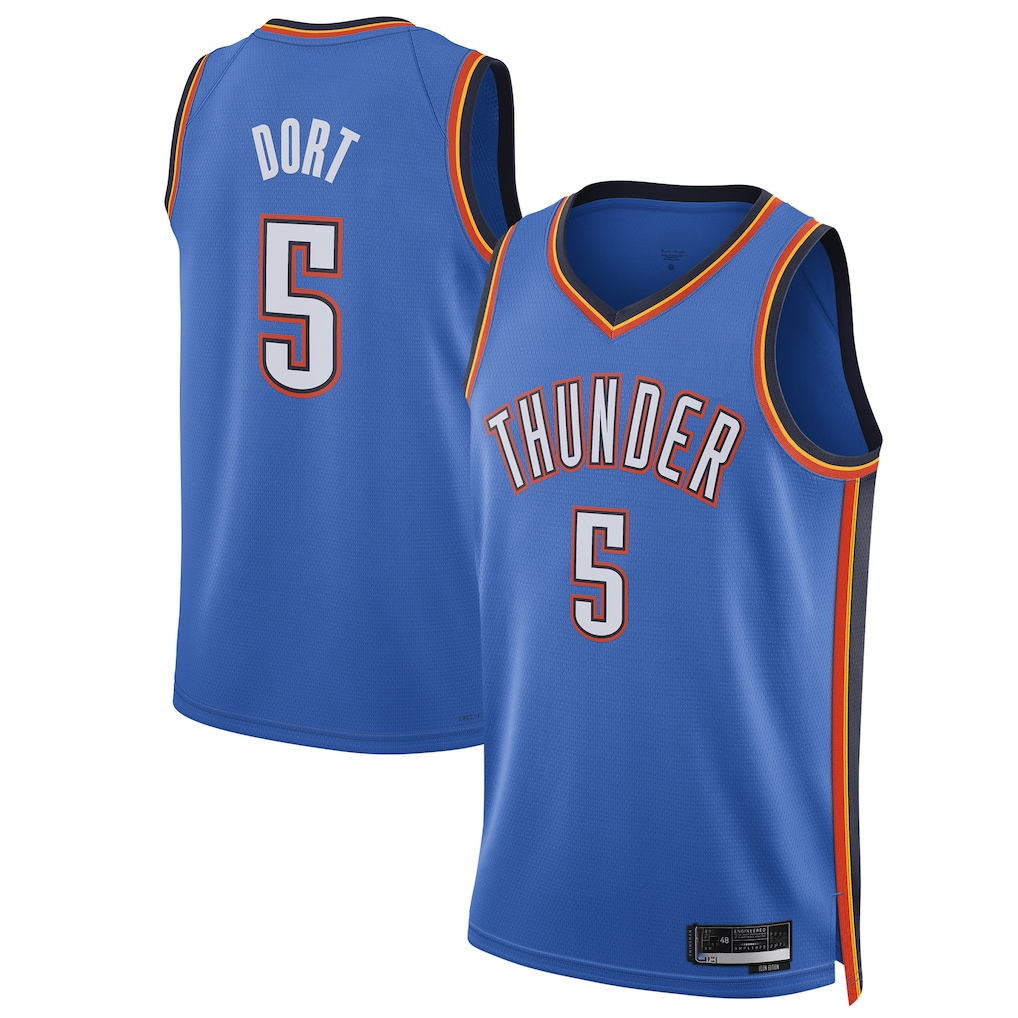 Yuxns OC.Thunder #5 Luguentz Dort Blue Swingman Player Stitched Jerseys - Icon Edition