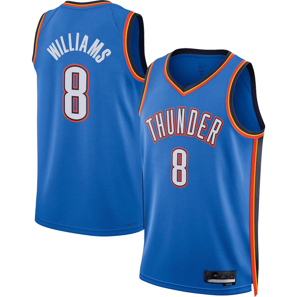 Yuxns OC.Thunder #8 Jalen Williams Blue Swingman Stitched Jerseys - Icon Edition