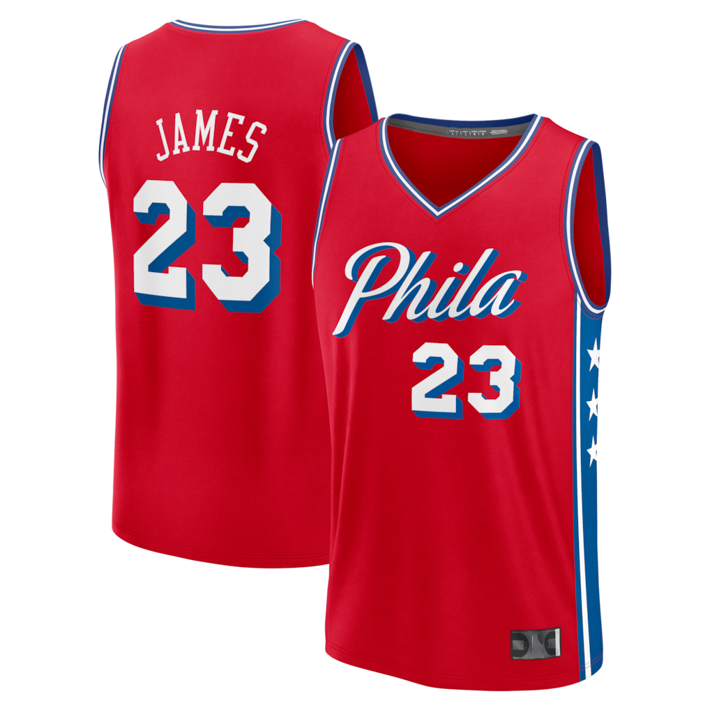 Yuxns P.76ers #23 LeBron James Red Fast Break Stitched Jerseys- Statement Edition