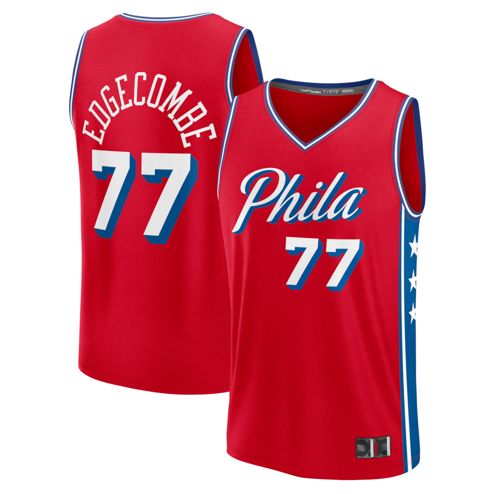 Yuxns P.76ers #77 VJ Edgecombe Red Fast Break Replica Player Jerseys - Statement Edition