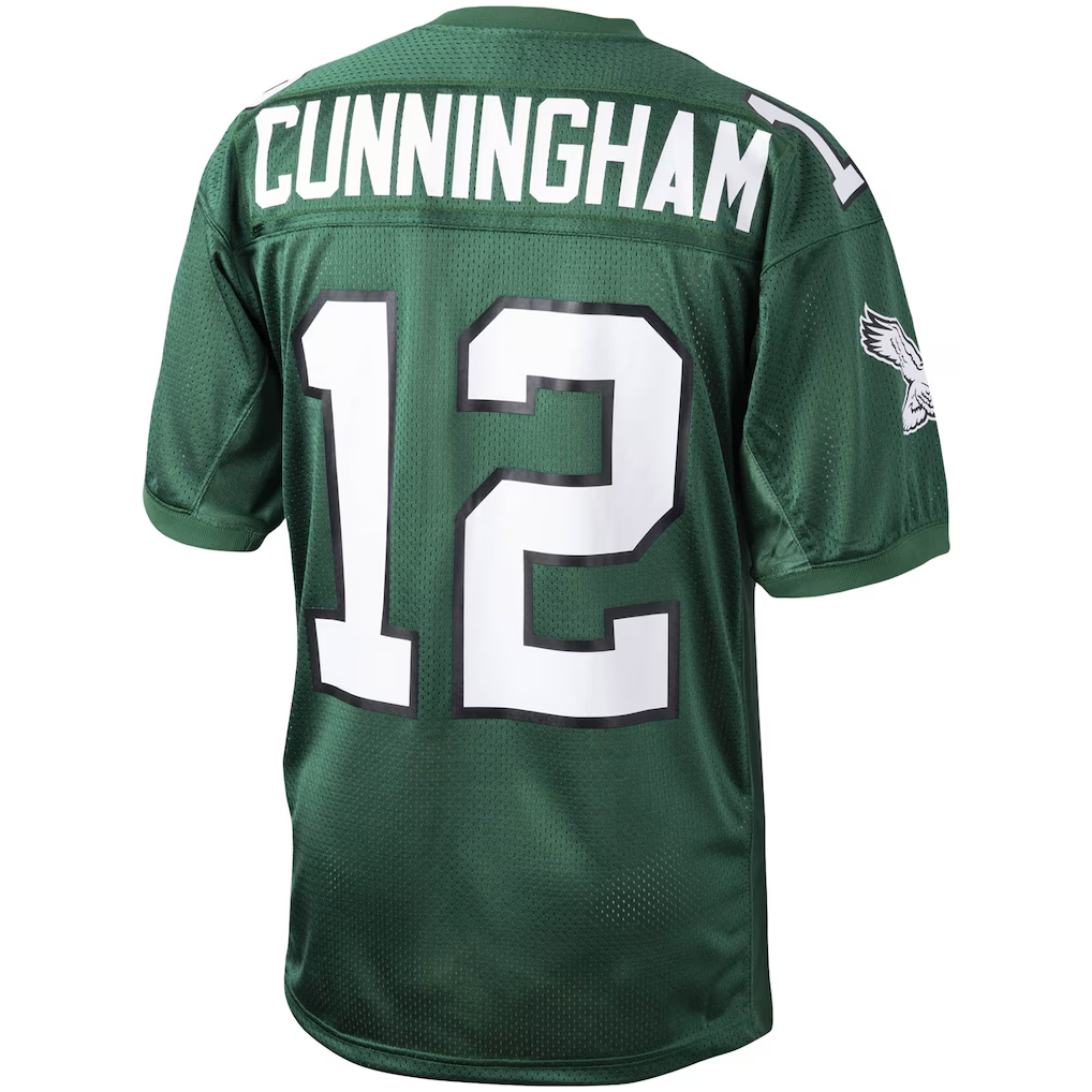 Yuxns P.Eagles 1992 #12 Randall Cunningham Mitchell & Ness Green Authentic Throwback Retired Player Puhic Stitched Jerseys
