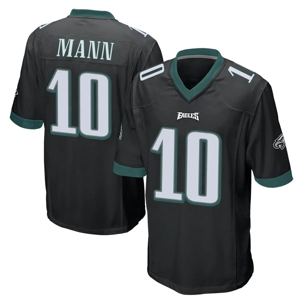 Yuxns P.Eagles #10 Braden Mann Player Black Home Game Stitched Jerseys