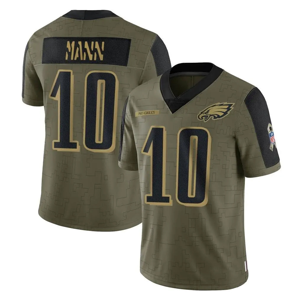 Yuxns P.Eagles #10 Braden Mann Player Olive Salute To Service Limited Game Stitched Jerseys