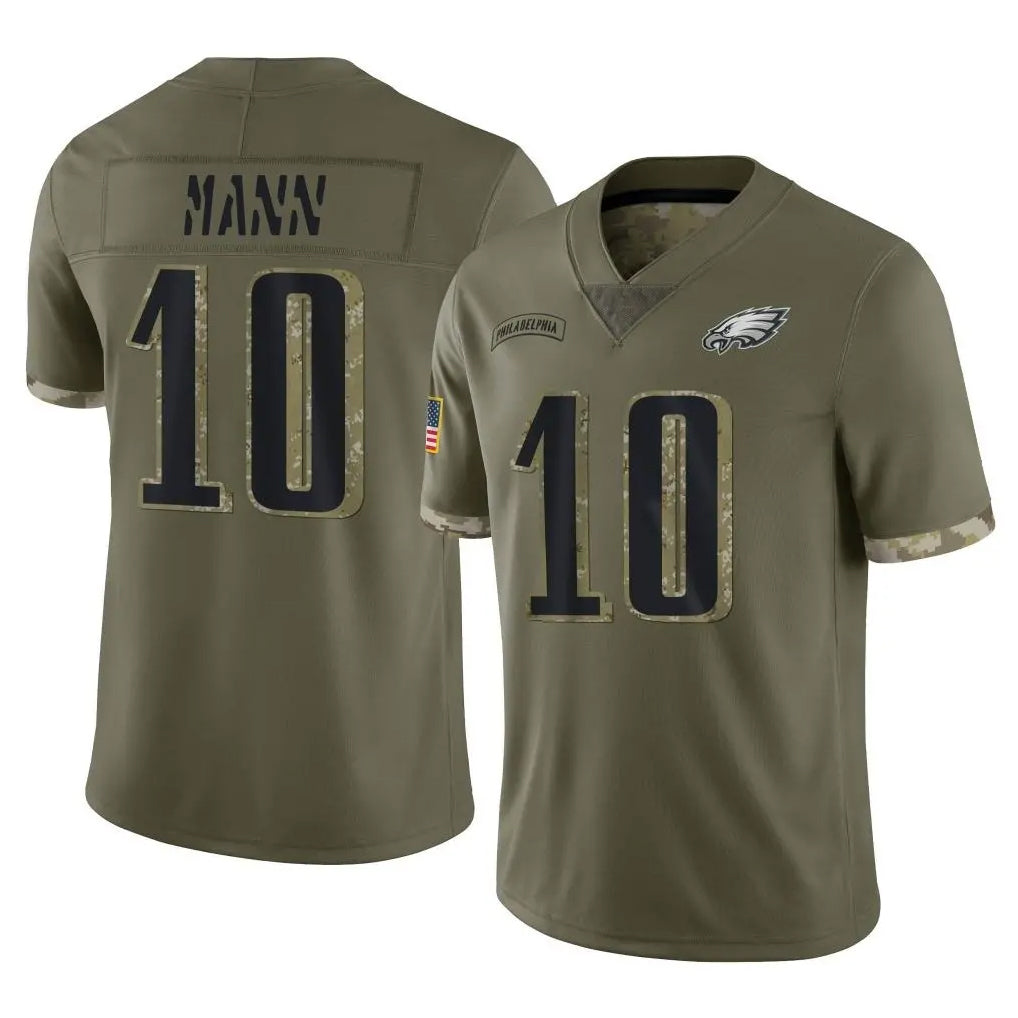 Yuxns P.Eagles #10 Braden Mann Player Olive Salute To Service Limited Stitched Jerseys